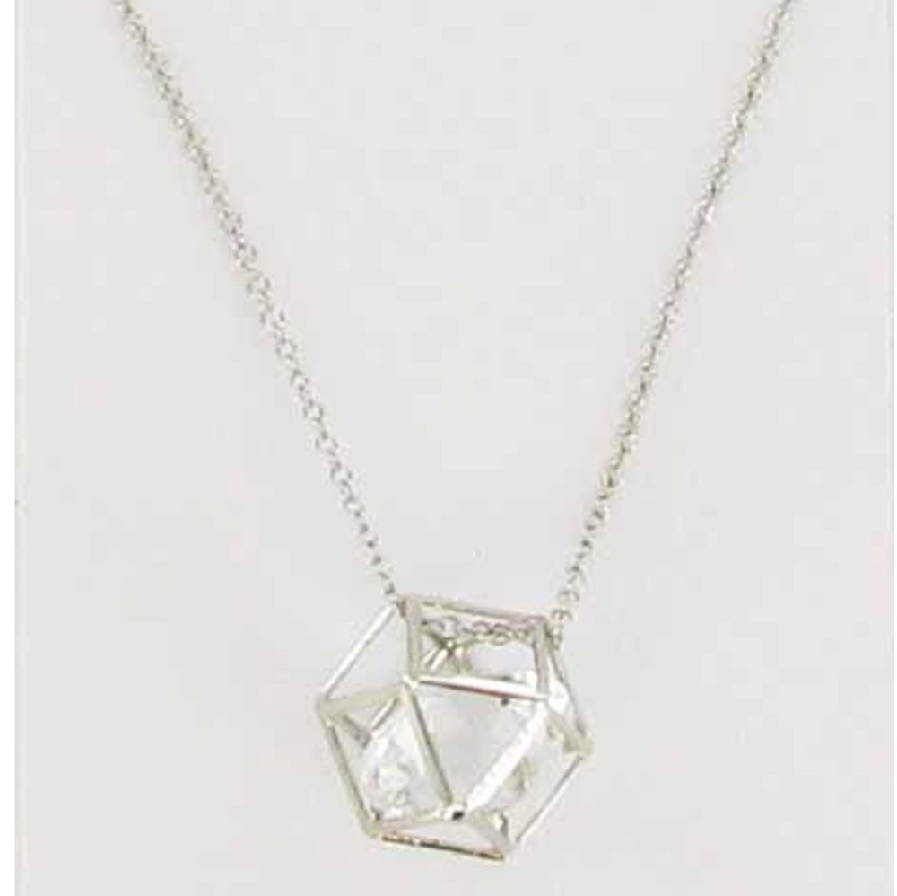 Geometric Caged Diamond Style Necklace